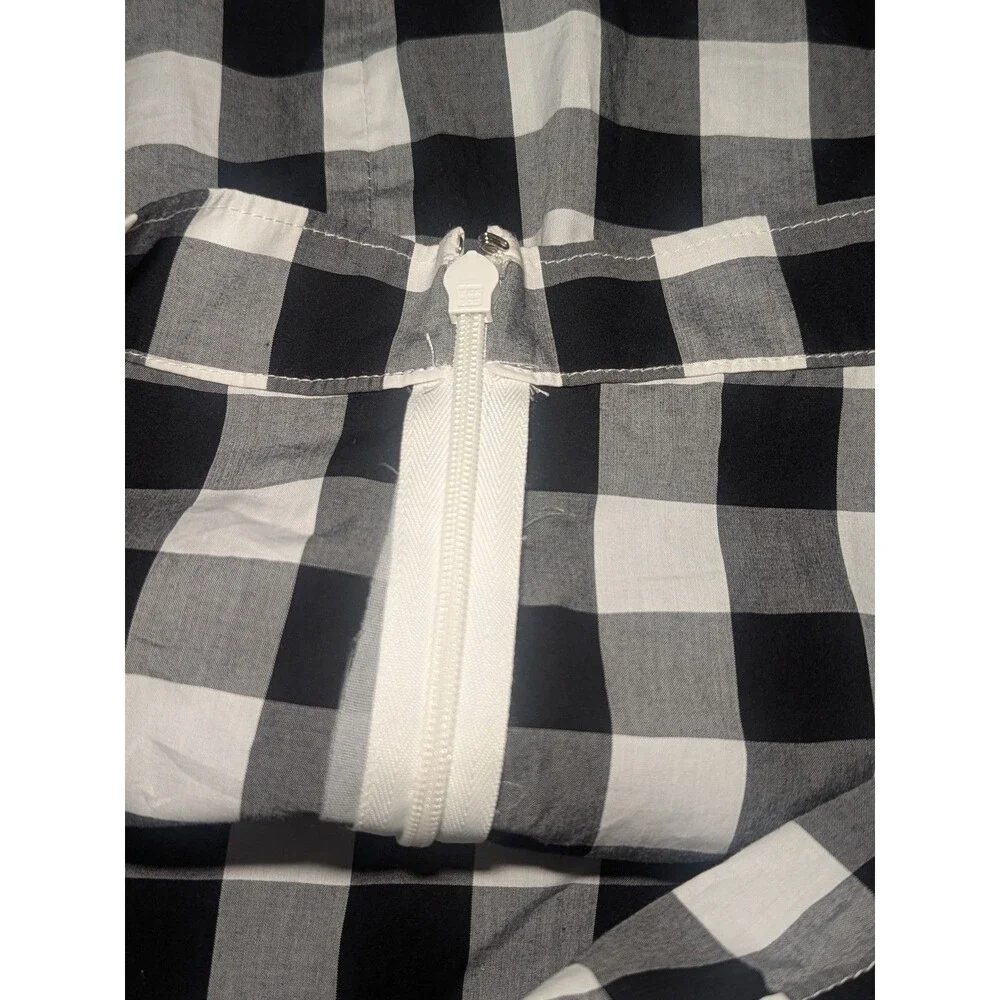 J. Crew Gingham Ruffle Mini Skirt Asymmetric Check Black White Womens 6T Cottage